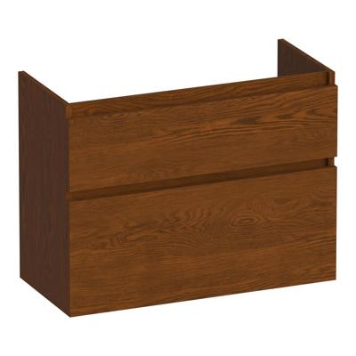 Brauer Delight - Onderkast Ondiep - 80 cm - met 2 Softclose Lades Greeploos en 1 Sifon Uitsparing - Lamellen Eiken Bruin