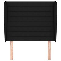 Hoofdbord met randen 183x23x78/88 cm stof zwart - thumbnail