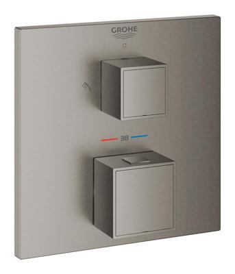 Opbouwdeel GROHE Grohtherm Cube Met Omstel (Hoofddouche / Handdouche) Hard Graphite Geborsteld Opbouwdeel GROHE Grohtherm Cube Met Omstel (Hoofddouche / Handdouche) Hard Graphite Geborsteld
