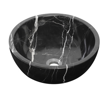 Plieger Round waskom - 38x38x13.6cm - marmer zwart washbasin 38 marble black