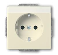 Busch-Jaeger Steckdosen-Einsatz sav/ews mit Besch. feld2P+E16A 20 EUN wandcontactdoos CEE 7/3 Koolstof, Crème - thumbnail