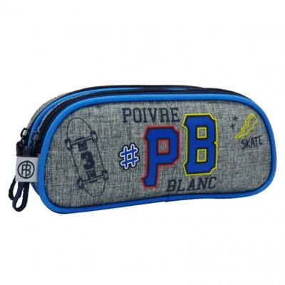 Jim Jam Etui poivre blanc pennenetui 21x5x10 cm 2 vakken met rits