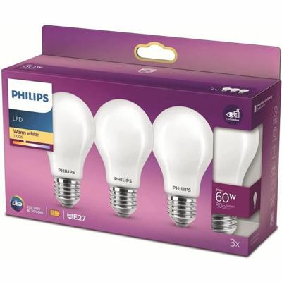 Philips LED 26675900 LED-lamp Energielabel E (A - G) E27 7 W = 60 W Warmwit (Ø x h) 6 cm x 11 cm 3 stuk(s)
