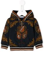 Dolce & Gabbana Kids Heraldic emblem print zip-up hoodie - Blue - thumbnail