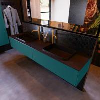 Badkamermeubelset Mondiaz Erin 200 cm met 2 Lades met RIDGE Wastafel Dubbel Urban met 2 kraangaten Greeploos Mat Smag - thumbnail