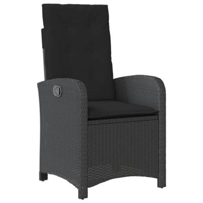 Tuinstoelen 2 st verstelbaar met kussens poly rattan zwart - thumbnail