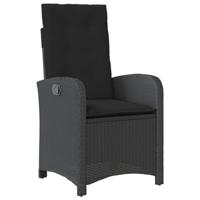Tuinstoelen 2 st verstelbaar met kussens poly rattan zwart - thumbnail