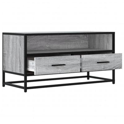 Tv-meubel 80x34,5x40 cm bewerkt hout metaal grijs sonoma eiken