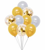 Ballonnenset Wit/Goud (10 stuks / 30 CM) - thumbnail