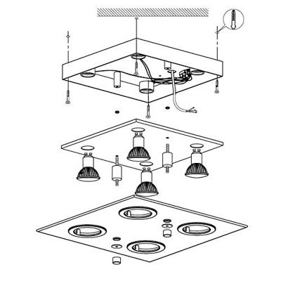 Eglo Led plafondlampCabo Square 4x3w - 3000K - 29cm chroom - 30931
