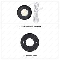 Pavo LED Platte opbouwspot - 3W 300 Lumen - 2700K Warm Wit - Lage opbouwhoogte 23mm (meubelspot) - Dimbaar - Rond - IP44 voor binnen en buiten - Zwart - thumbnail