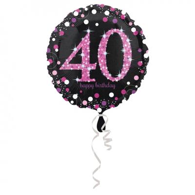 FolieBallon 40 jaar happy birthday pink 43cm