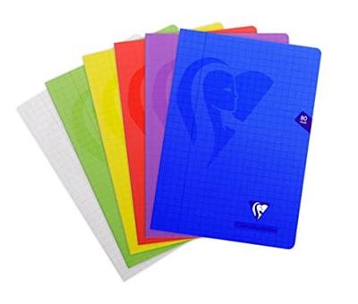 Clairefontaine schrift mimesys voor ft A4, 80 bladzijden, kaft in PP, geruit 10 mm, geassorteerde kleuren