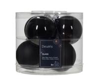 Kerstbal glas d6 cm zwart 6st kerst Decoris - Decoris - thumbnail