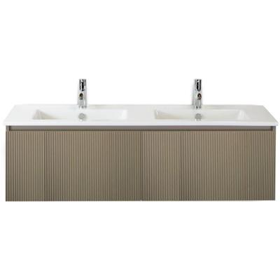 Frozen 3D Badmeubelset 140 cm - Greeplijst in Kleur - Olive - Keramische Wastafel Wit 2 Kraangaten