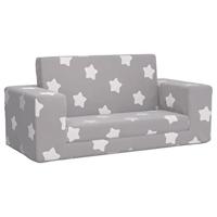 Kinderslaapbank 2-zits met sterren zacht pluche lichtgrijs - thumbnail