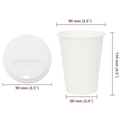VidaXL Papieren koffiekopjes met deksel 1000 st 12oz 300 ml VidaXL Papieren koffiekopjes met deksel 1000 st 12oz 300 ml