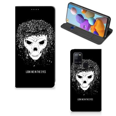 Mobiel BookCase Samsung Galaxy A21s Skull Hair Mobiel BookCase Samsung Galaxy A21s Skull Hair
