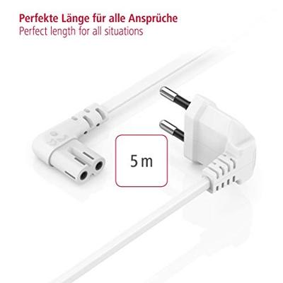 Hama Euro-netsnoer Aan Beide Kanten In Hoek 5 M Wit