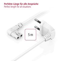 Hama Euro-netsnoer Aan Beide Kanten In Hoek 5 M Wit - thumbnail