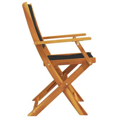 Tuinstoelen 6 st inklapbaar massief acaciahout zwart - thumbnail