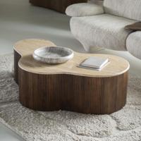 Eleonora Organische Salontafel 'Mari' Mangohout en Travertin, 129 x 84cm - thumbnail