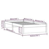 Bedframe massief hout wit 90x200 cm - thumbnail