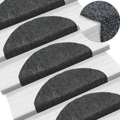 VidaXL Trapmatten zelfklevend 10 st 65x21x4 cm donkergrijs halfrond groot VidaXL Trapmatten zelfklevend 10 st 65x21x4 cm donkergrijs halfrond groot
