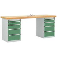 Manuflex TP5091.6011 Werkbank systeem combi, 2-behuizing model 1 met multiplex plaat, bxdxh = 2000 x 700 x 840 mm - thumbnail