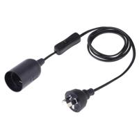 E27 Wire Cap schakelaar lamp houder kroonluchter stopcontact met 1 2 m verlengkabel AU plug (zwart) - thumbnail