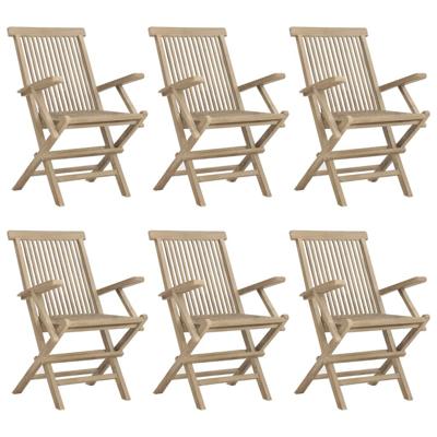 Tuinstoelen inklapbaar 6 st 56x61x89 cm massief teakhout grijs