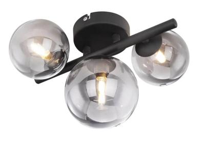 Globo Zwarte plafondlamp met smoke glasRiha - 56133-3W