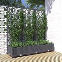 VidaXL Plantenbak met latwerk 120x40x121,5 cm polypropeen donkergrijs - thumbnail