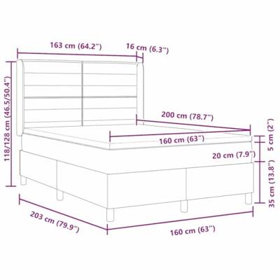 Boxspringbed met matras Lichtgrijs 160 x 200 cm Stof