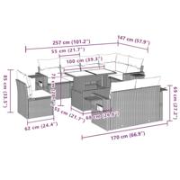 9-delige Loungeset met kussens poly rattan bruin - thumbnail