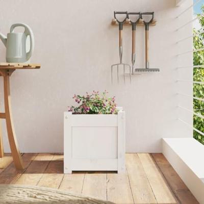 Plantenbak 31x31x31 cm massief grenenhout wit Plantenbak 31x31x31 cm massief grenenhout wit
