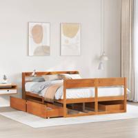 Bed met matras massief grenenhout wasbruin 140x190 cm - thumbnail