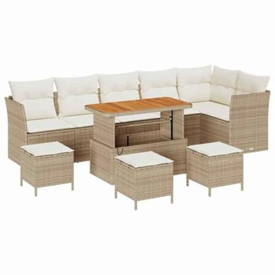 Tuinbankenset 10 pcs Beige poly rattan