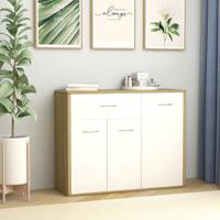 vidaXL Dressoir 88x30x70 cm spaanplaat wit en sonoma eikenkleurig - thumbnail