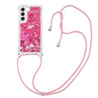 Lunso - Samsung Galaxy S23 Plus - Telefoonhoes met koord - Glitter Roze - thumbnail