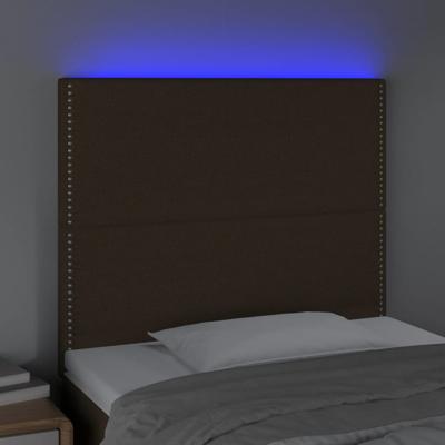 Hoofdbord LED 90x5x118/128 cm stof donkerbruin - thumbnail
