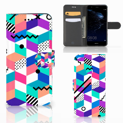 Huawei P10 Lite | Book Case | Blokken Kleurrijk Huawei P10 Lite | Book Case | Blokken Kleurrijk