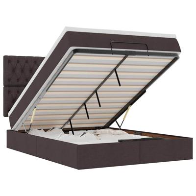 Ottoman bed met matrassen en LED's 160x200cm stof lichtgrijs