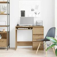 Bureau 90x45x76 cm bewerkt hout artisanaal eikenkleur - thumbnail