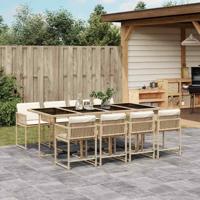 9-delige Tuinset met kussens poly rattan beige - thumbnail