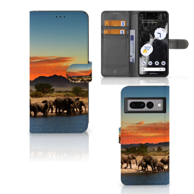 Google Pixel 7 Pro | Telefoonhoesje | Met pasjeshouder | Olifanten