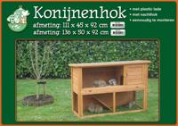 Konijnenhok bouwpakket met plastic lade en ren bruin 111 cm buitenverblijf Gebr. de Boon - Gebr de boon - thumbnail