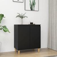 Dressoir met massief houten poten 60x35x70 cm spaanplaat zwart - thumbnail