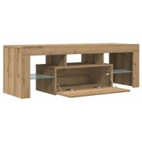Tv-meubel met LED 120x36,5x40 cm bewerkt hout artisanaal eiken - thumbnail
