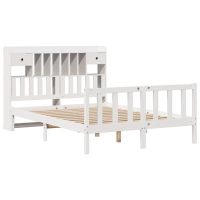 Bed met boekenkast zonder matras grenenhout wit 160x200 cm - thumbnail